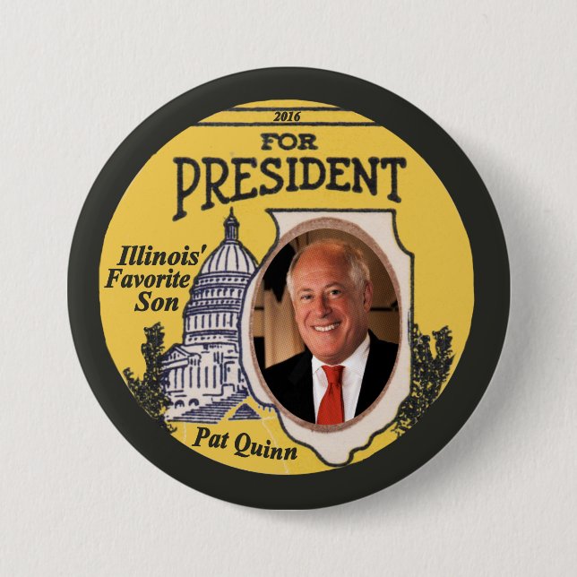 Pat Quinn Demokrat für Präsidenten 2016 Button (Vorderseite)
