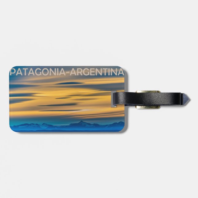 Patagonia-Landschaftssonnenuntergang-Szene, Gepäckanhänger (Rückseite horizontal)