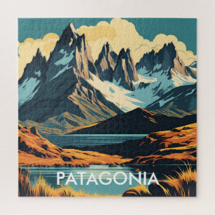 Patagonien Vintage-Reiseposter-Stil Landschaft