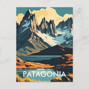 Patagonien Vintage-Reiseposter-Stil Landschaft Postkarte