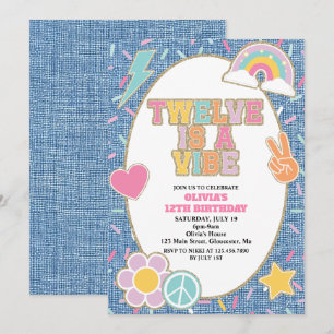 Patch Denim Twelve ist eine Stimmung 12. Geburtsta Einladung