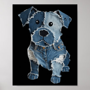 Patch en denim drôle rétro avec impression d'anima