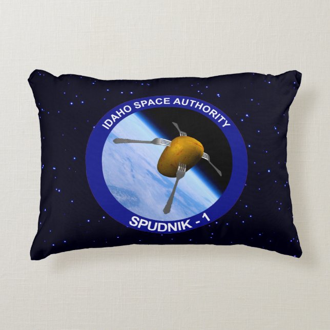 Patch für die Satellitenmission von Idaho Spudnik Dekokissen (Vorderseite)