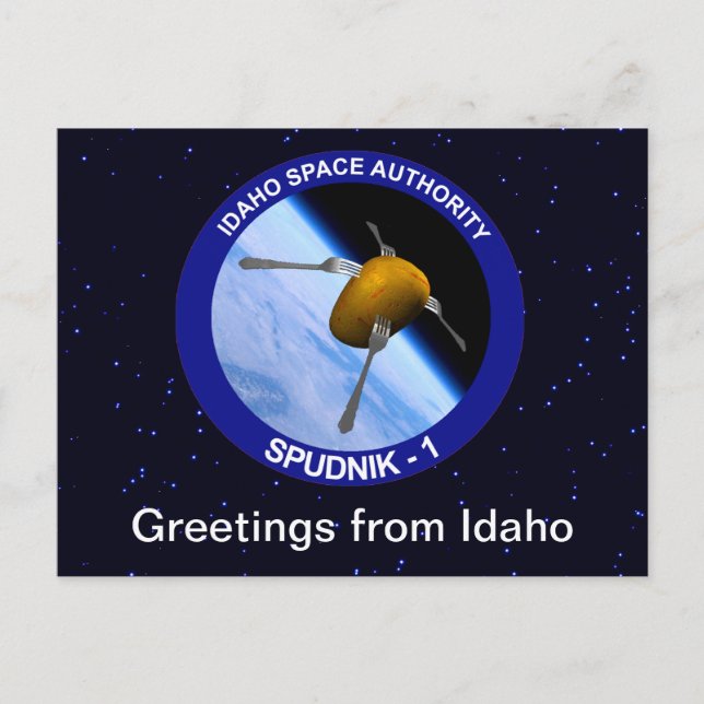 Patch für die Satellitenmission von Idaho Spudnik Postkarte (Vorderseite)
