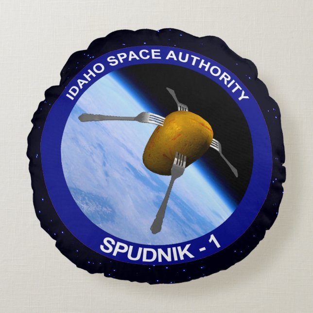 Patch für die Satellitenmission von Idaho Spudnik Rundes Kissen (Vorderseite)