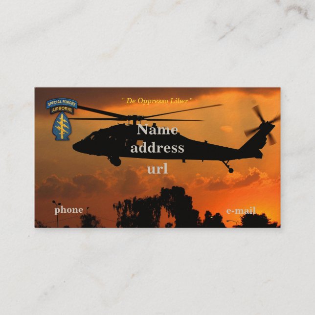 Patch für Spezialeinheiten Grüne Berets SFG SF SOF Visitenkarte (Vorderseite)