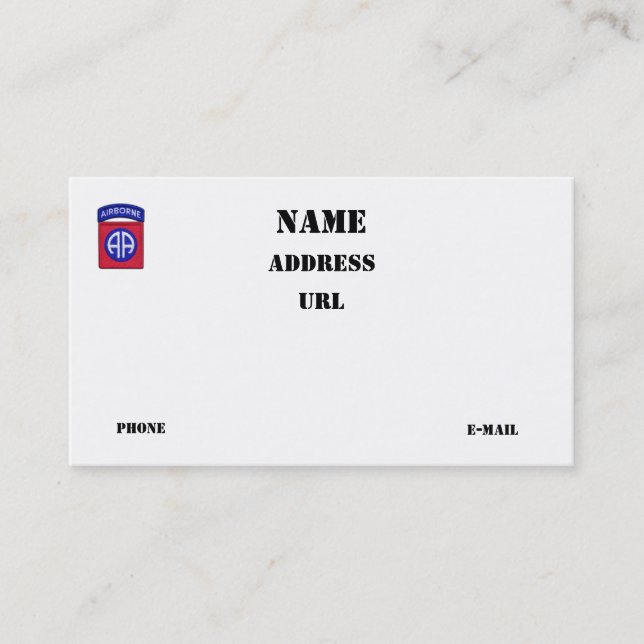 Patch für Tierets der Im Flugzeug ABN DIV-Abteilun Visitenkarte (Vorderseite)