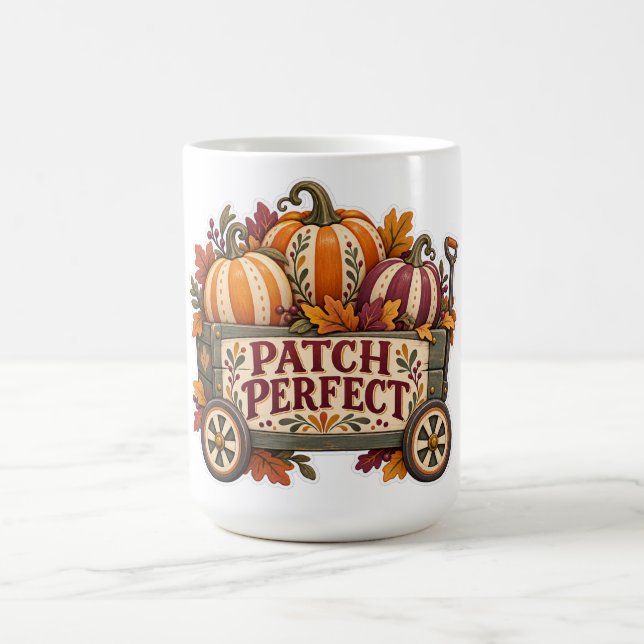 Patch Perfect Herbst-Kürbiswagen Kaffeetasse (Mittel)