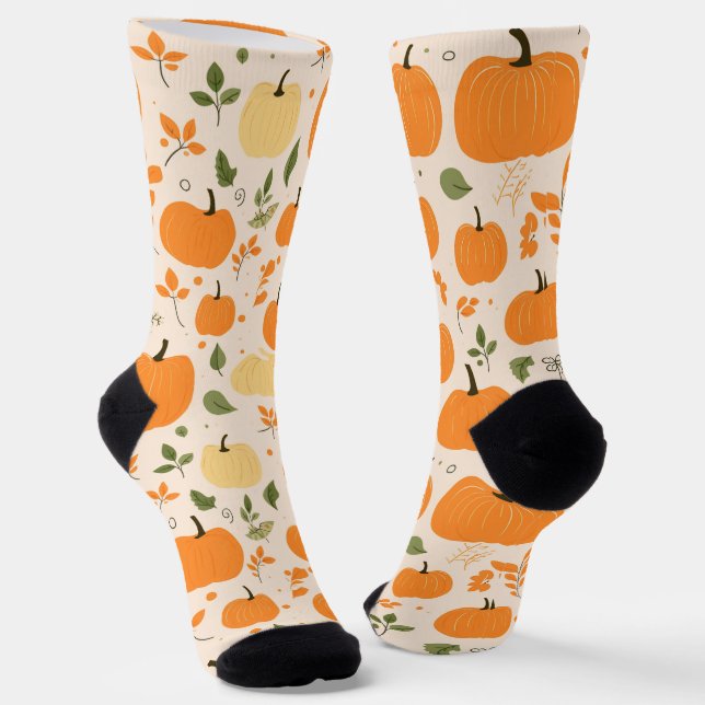 Patch Perfekt - Gemütlich Orange Pumpkin Muster Socken (Gewinkelt)