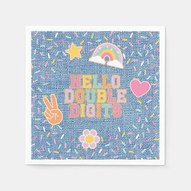 Patch Preppy Hallo Doppeltes Zifferblatt 10. Gebur Serviette (Vorderseite)