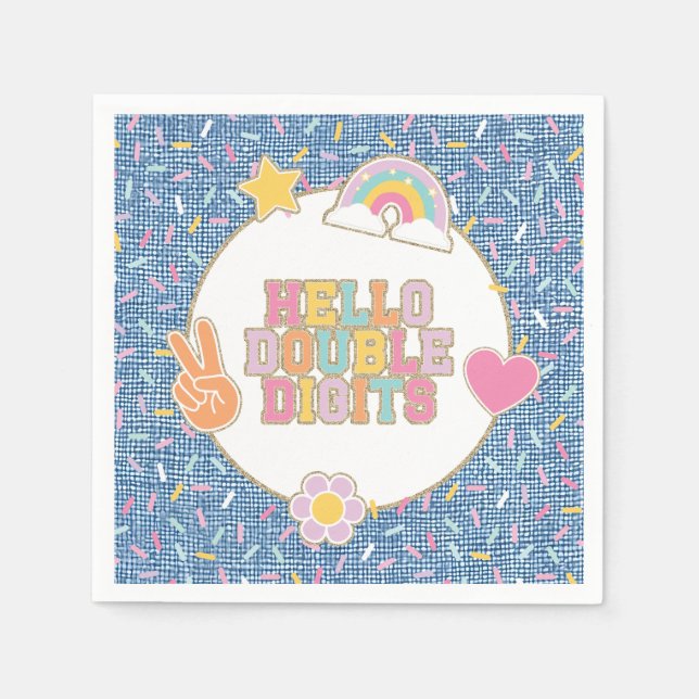 Patch Preppy Hallo Doppeltes Zifferblatt 10. Gebur Serviette (Vorderseite)
