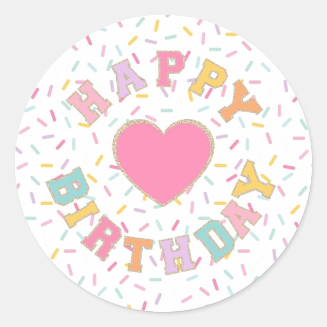 Patch Preppy Letter Birthday Runder Aufkleber (Vorderseite)