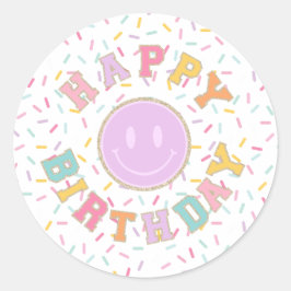 Patch Preppy Letter Birthday Runder Aufkleber