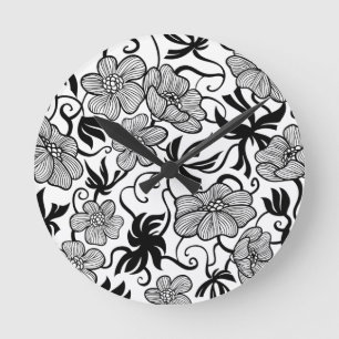 Patchhalterung für die schwarze Blume Runde Wanduhr