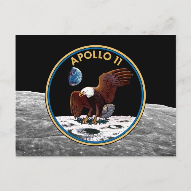 Patchinsignien der NASA Apollo 11 Moon Landing Lun Postkarte (Vorderseite)