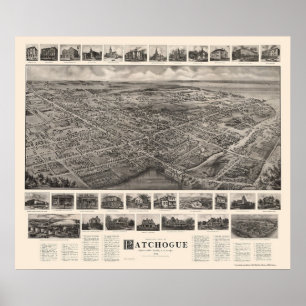 Patchogue, NY Panoramic Map - 1906 Poster