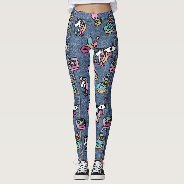 patchs unicorne denim leggings (Devant)