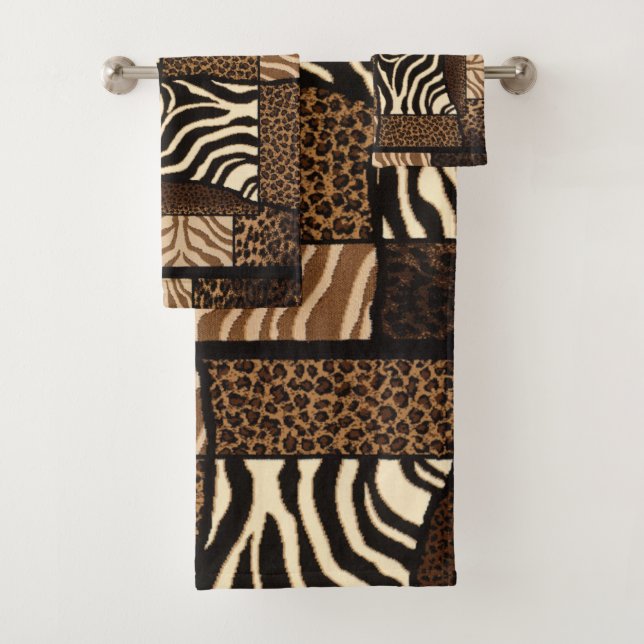 Patchwork-Afrika-Tiermuster • Bold & Cultural Badhandtuch Set (Insitu)