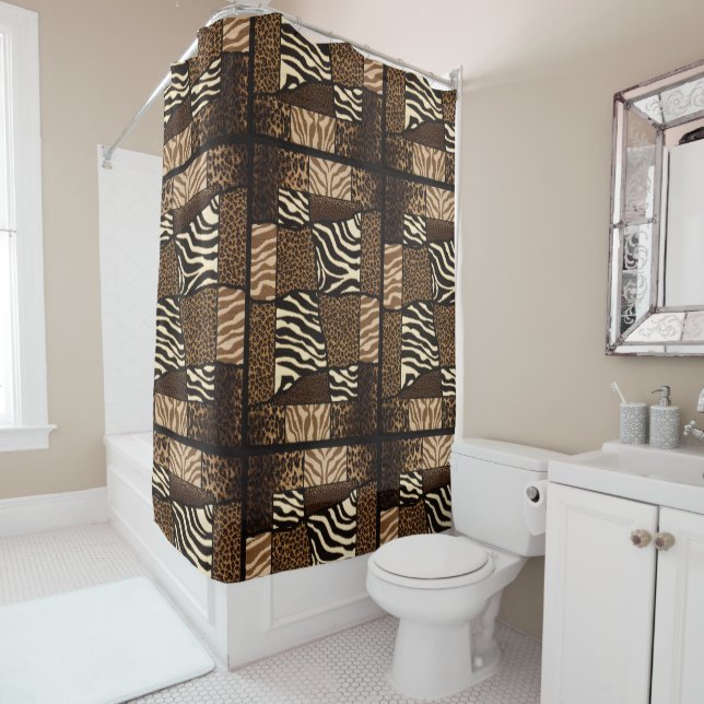 Patchwork-Afrika-Tiermuster • Bold & Cultural Duschvorhang (Beispiel)
