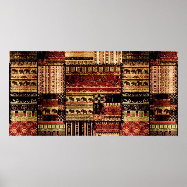 Patchwork afrikanischer Muster grunge Printhinterg Poster (Vorne)