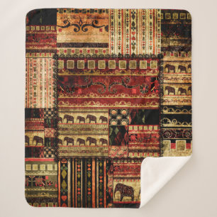 Patchwork afrikanischer Muster grunge Printhinterg Sherpadecke