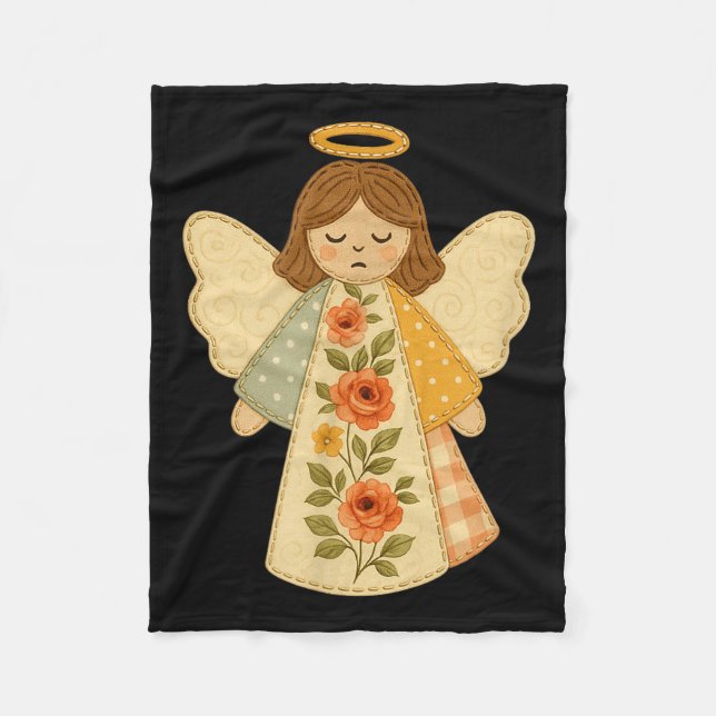 Patchwork Angel Cozy Christmas &amp; Christian Des Fleecedecke (Vorderseite)