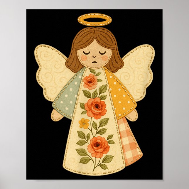 Patchwork Angel Cozy Christmas &amp; Christian Des Poster (Vorne)