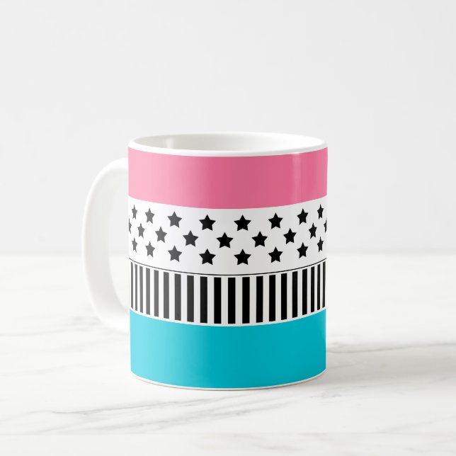 Patchwork aus mehrfarbigen Streifen aus Stoff i Kaffeetasse (Vorderseite Links)