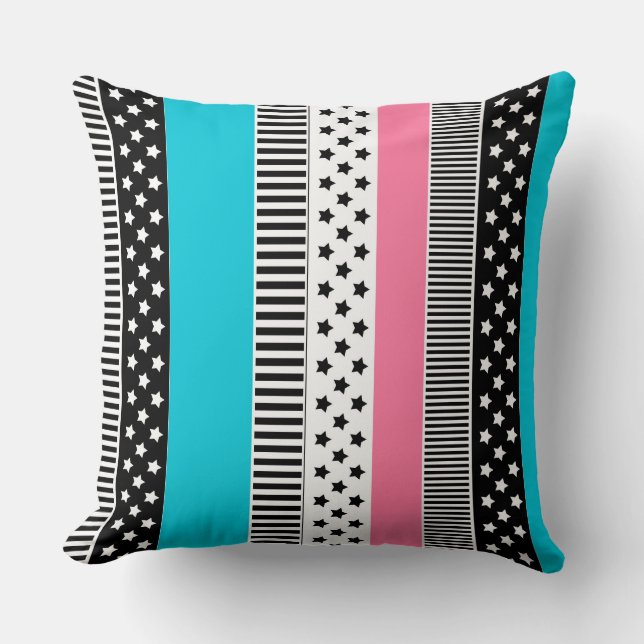 Patchwork aus mehrfarbigen Streifen aus Stoff i Kissen (Vorderseite)