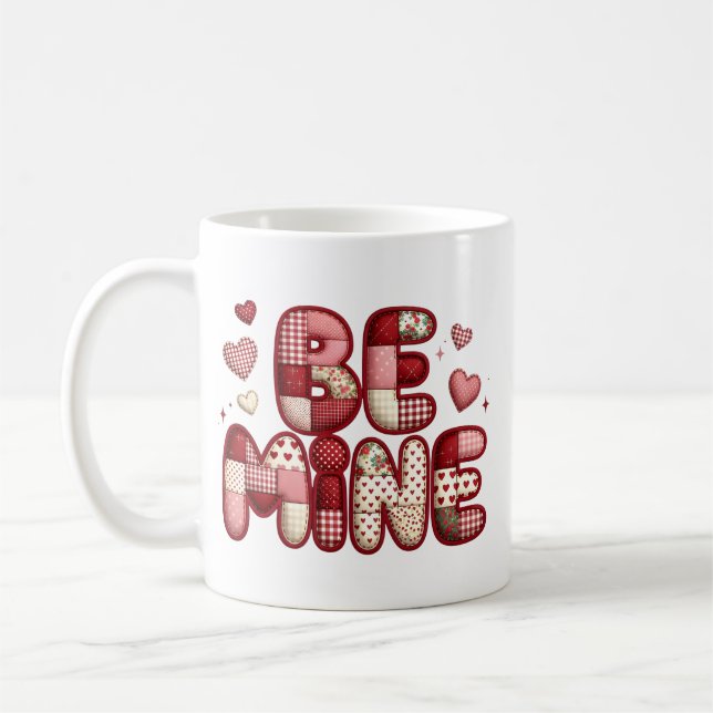 Patchwork "Be Mine" Valentine's  Mug Kaffeetasse (Links)