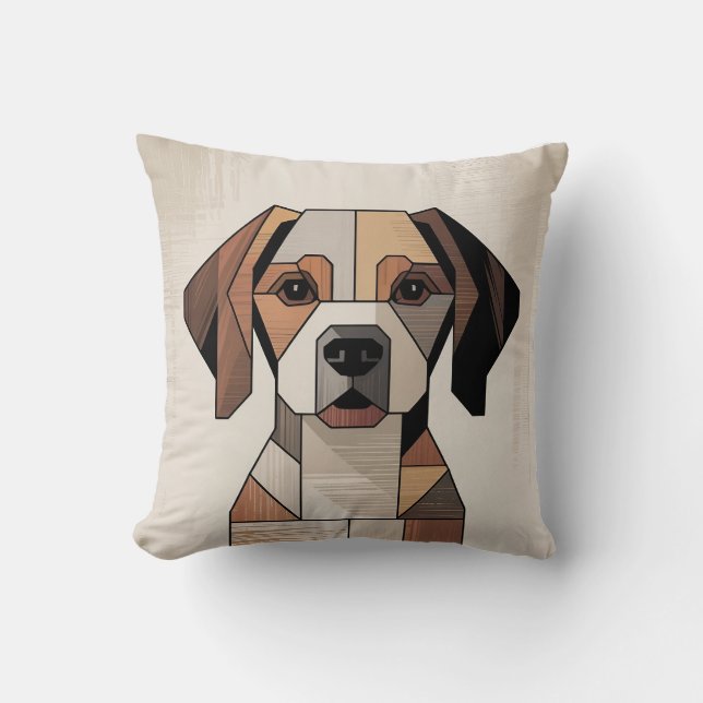 Patchwork-Beagle Warm Beige Hund Kissen (Vorderseite)