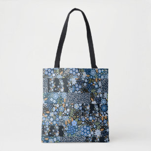 Patchwork Blaue Blumen: Nahtlose Stoffe. Tasche