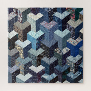 Patchwork-blaue Steppdecke