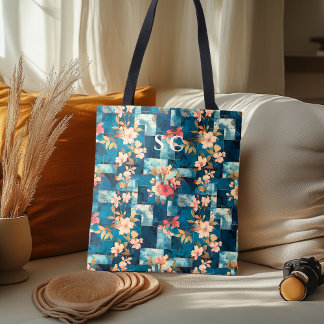 Patchwork Bloral & Geometric mit Kirschblossom Tasche