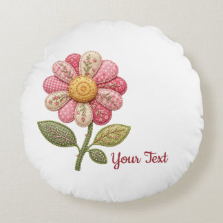 Patchwork Blume im Landhausstil Rundes Kissen