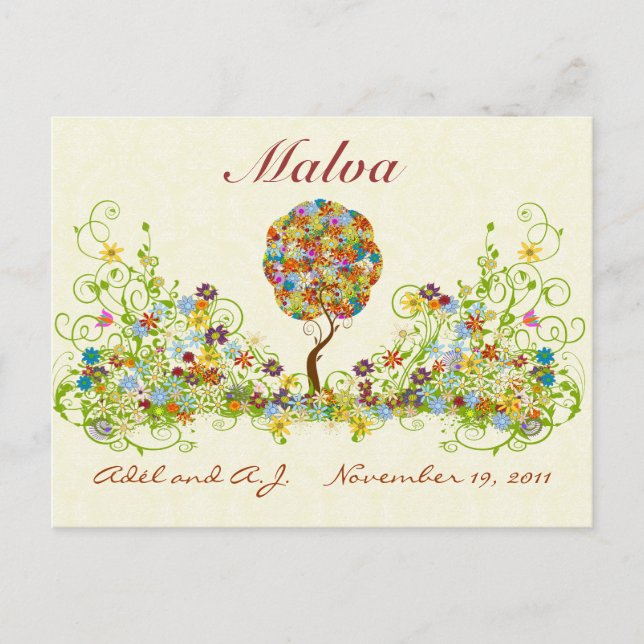 Patchwork Blume Liebe Tree Danke Post Card Postkarte (Vorderseite)