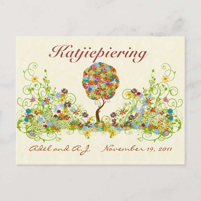 Patchwork Blume Liebe Tree Danke Post Card Postkarte (Vorderseite)