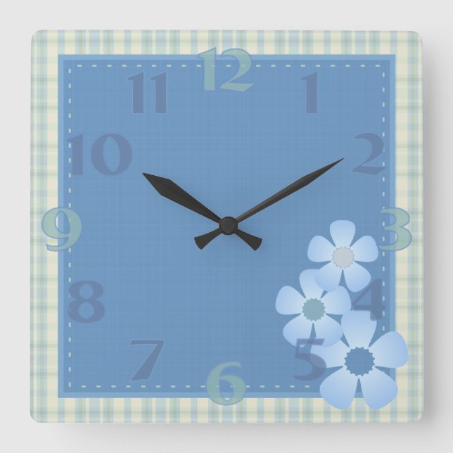 Patchwork-Blume Quadratische Wanduhr (Vorderseite)