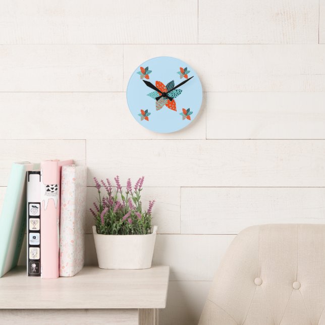 Patchwork-Blume Runde Wanduhr (Lesesaal)