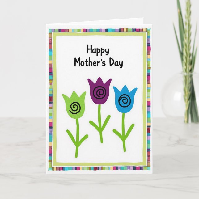 Patchwork-Blumen-Frühlingskarte Karte (Vorderseite)