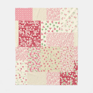 Patchwork Blumen: Handgezeichnete Ornamente. Fleecedecke