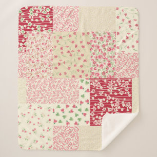 Patchwork Blumen: Handgezeichnete Ornamente. Sherpadecke