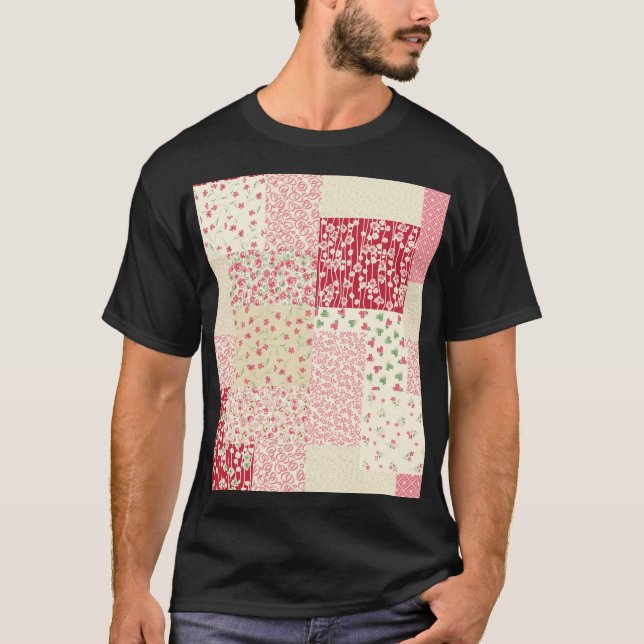 Patchwork Blumen: Handgezeichnete Ornamente. T-Shirt (Vorderseite)