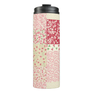 Patchwork Blumen: Handgezeichnete Ornamente. Thermosbecher