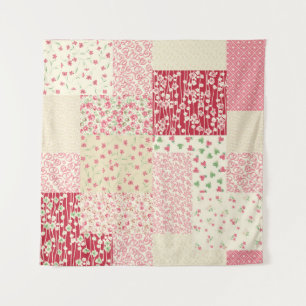 Patchwork Blumen: Handgezeichnete Ornamente. Wandteppich