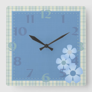 Patchwork-Blumen-Wand-Uhr Quadratische Wanduhr
