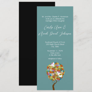 Patchwork-Blumenbaum und Bienen-Hochzeitseinladung Einladung