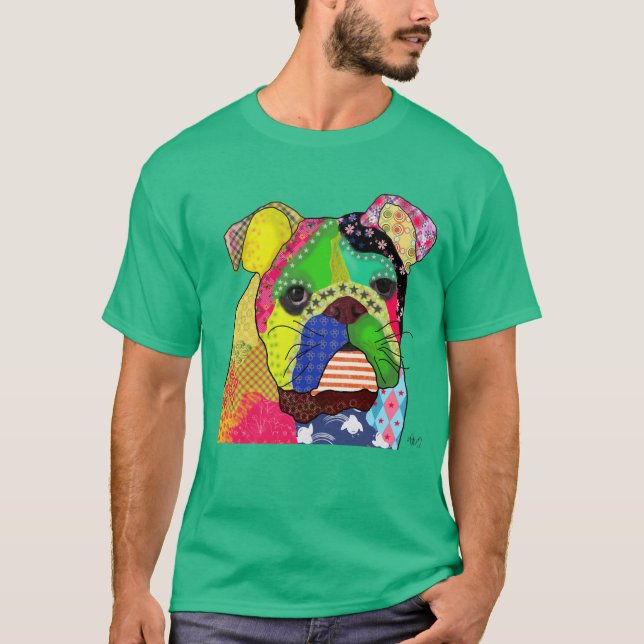 Patchwork Bulldog T-Shirt (Vorderseite)