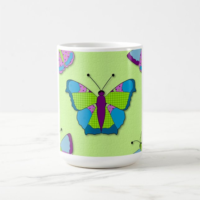 Patchwork Butterfly Pattern on Green Kaffeetasse (Von Creator hochgeladen)