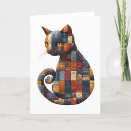 Patchwork Cat Greetings Card Dankeskarte